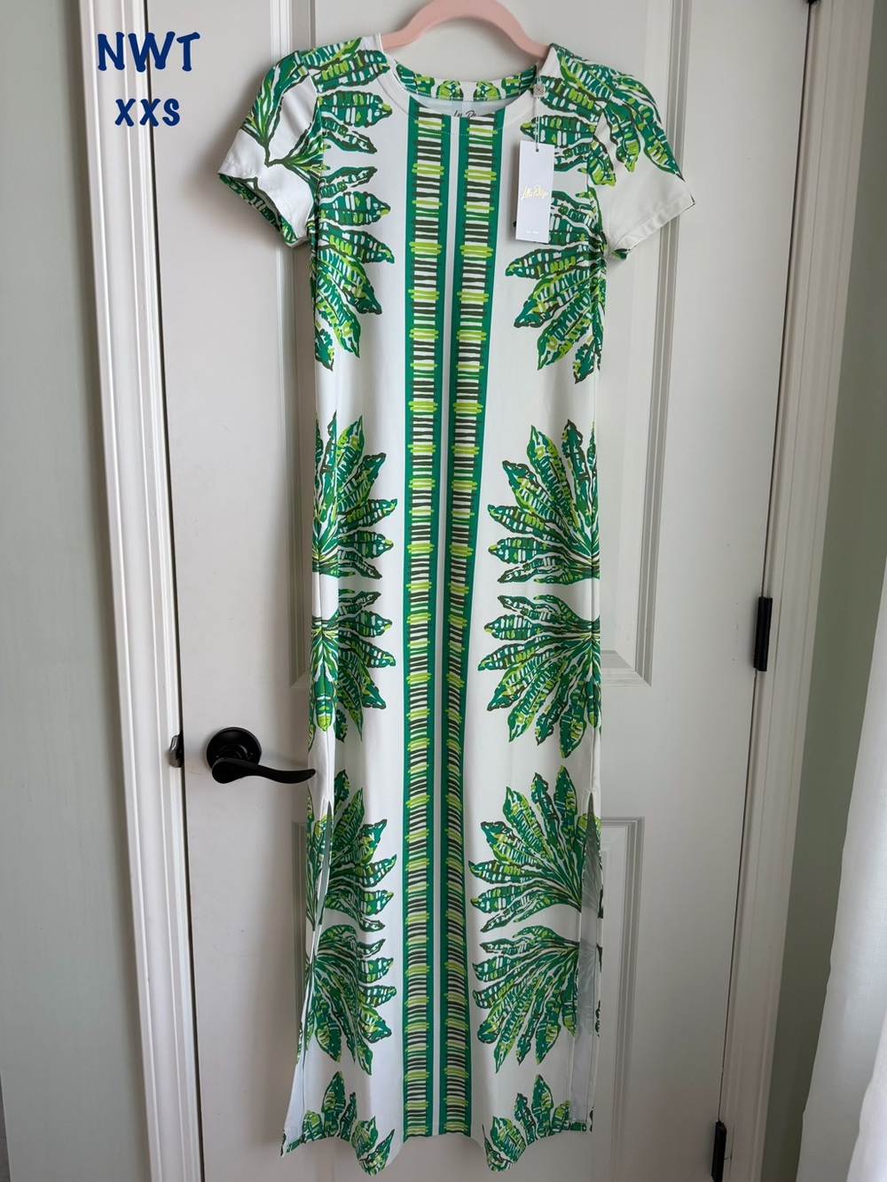 Lilly Pulitzer Kaden maxi White & Green Tropical Leaf Maxi Dress